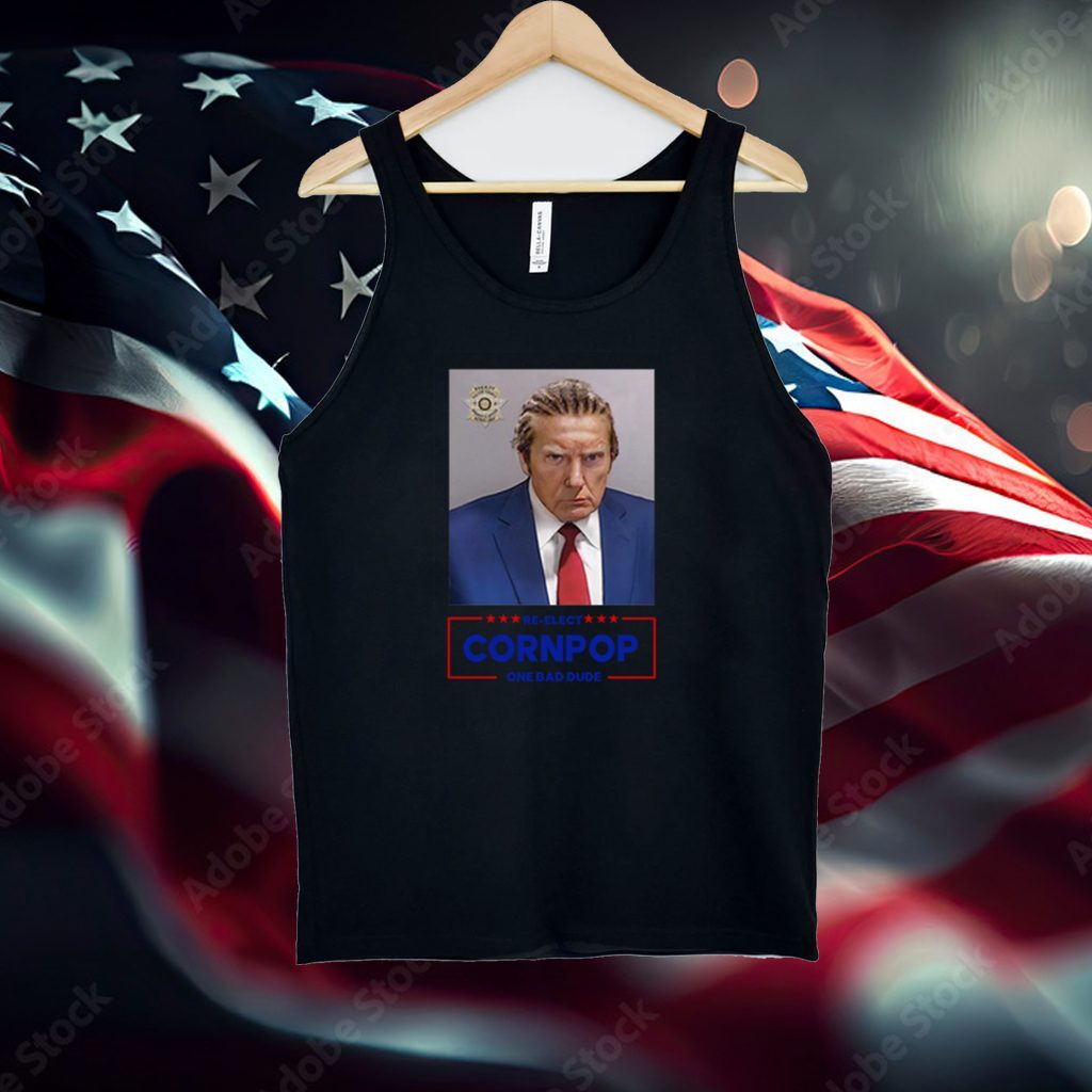 Trump Mugshot Re-Elect Cornpop One Bad Dude Sleeveless Crop Shirt
