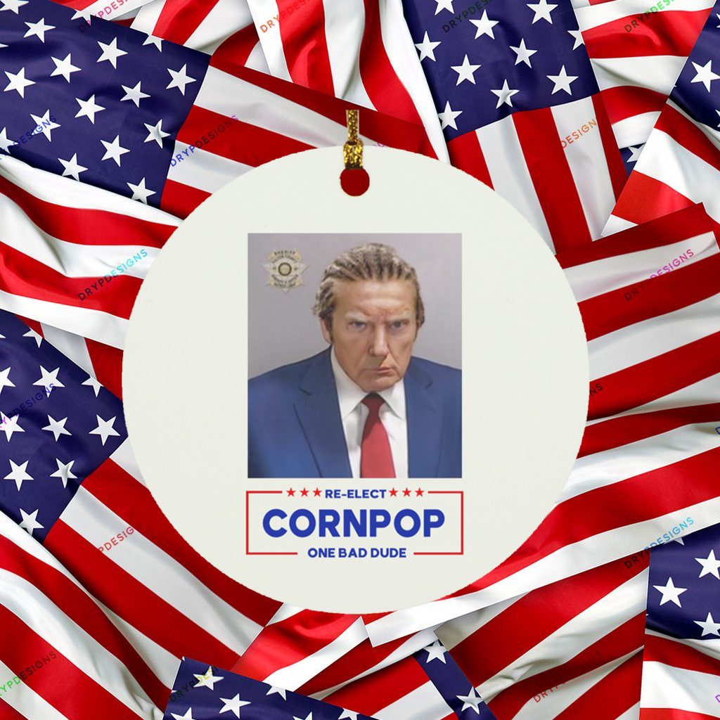Trump Mugshot Re-Elect Cornpop One Bad Dude Sticker