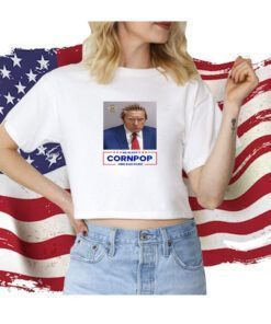 Trump Mugshot Re-Elect Cornpop One Bad Dude Tankaneo Women Half Sleeve Cropped T Shirt