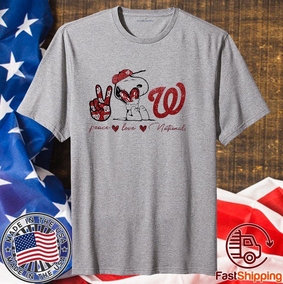 Washington Nationals Peace Love Nationals Snoopy Shirt