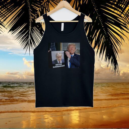 Trump Shows Off Trump Mugshot Never Surrender Cropped Bra Sleeveless Shirt
