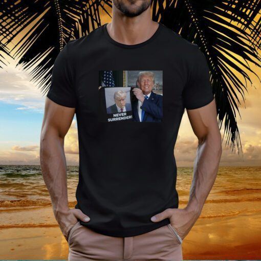 Donald Trump Shows Off Trump Mugshot Never Surrender Cropped Bra Sleeveless Shirt