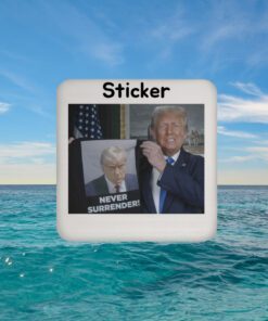 Donald Trump Shows Off Trump Mugshot Never Surrender Sticker