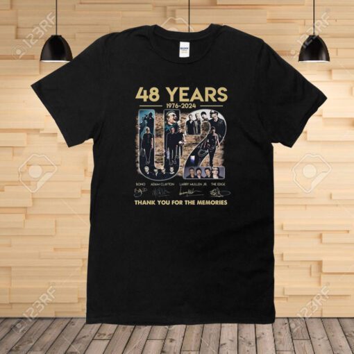 48 Years 1976 – 2024 U2 Signature Thank You For The Memories Tee Shirt