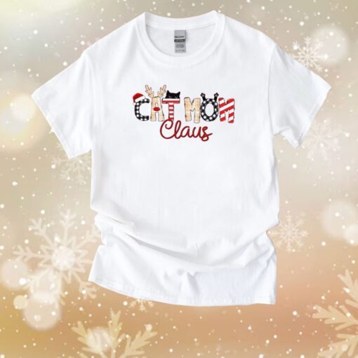 Christmas Cat Mom Claus Tee Shirt