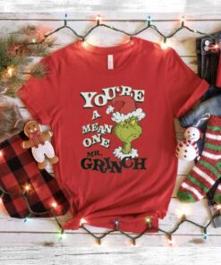 Official Dr Seuss Christmas The Grinch You’re a Mean One Portrait T-Shirt