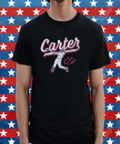 Evan Carter Swing Texas Baseball Tee Shirt