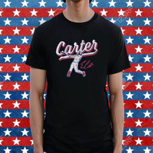 Evan Carter Swing Texas Baseball Tee Shirt