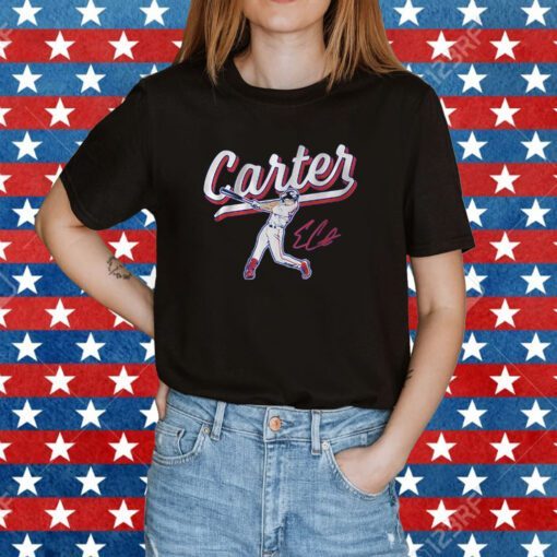 Evan Carter Swing Texas Baseball Tee Shirt