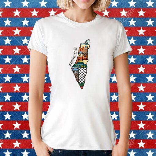 Free Palestine Map Tee Shirt