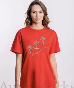 Women’s Casual Christmas Palm Tree Group Tee Shirt