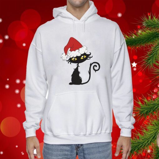 Christmas Cat Print Hoodie T-Shirt