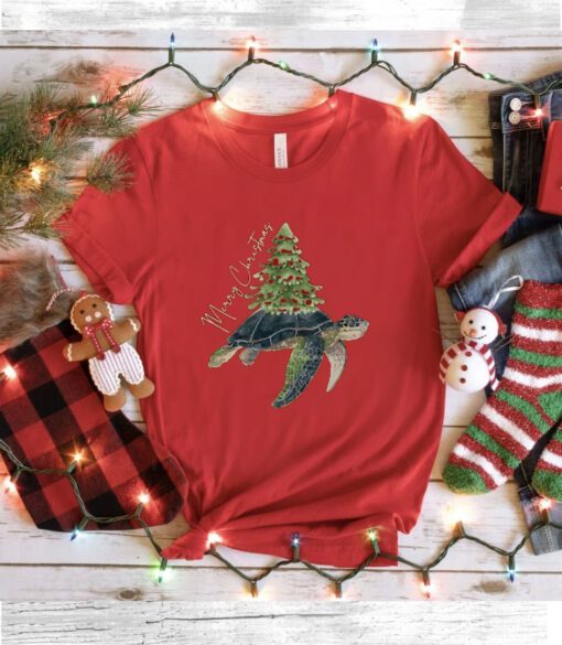 Merry Chrismas Turtle Xmas Tee Shirts