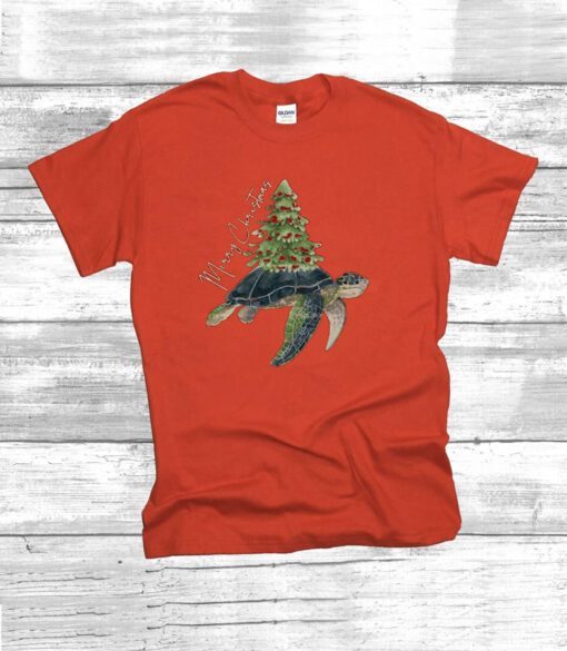 Merry Chrismas Turtle Xmas Tee Shirt