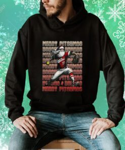 Merry Pitchmas Ho Ho Ho Softball Santa Pitching Hoodie T-Shirt