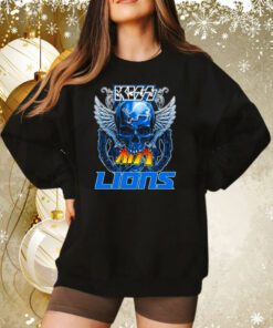 Skull Wings Kiss In Detroit Lions Football Sweatshirt