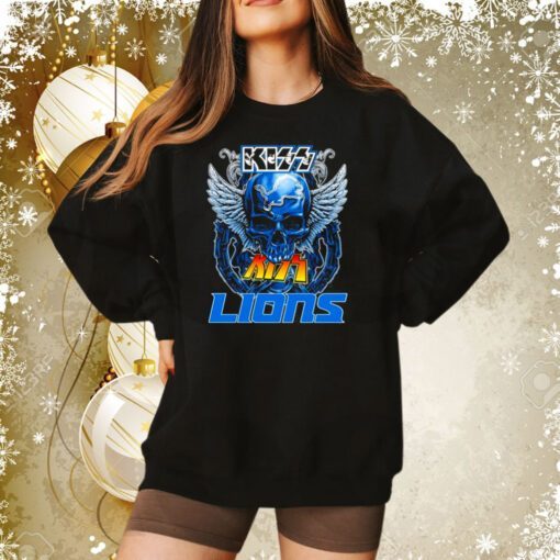 Skull Wings Kiss In Detroit Lions Football Sweatshirt