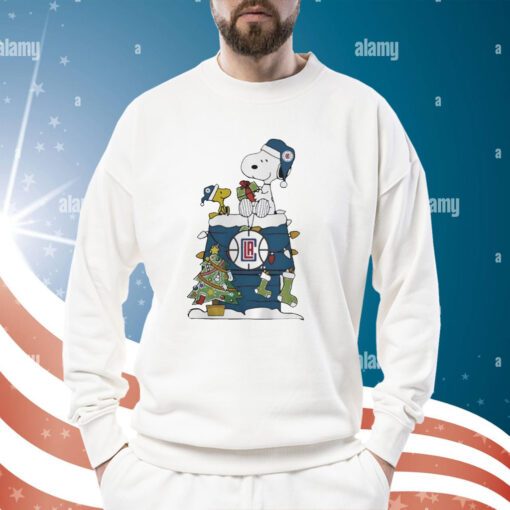 Snoopy And Woodstock Christmas Gift For Fans La Clippers Nba Xmas Hoodie T-Shirt