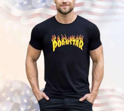 Porn star flame logo shirt