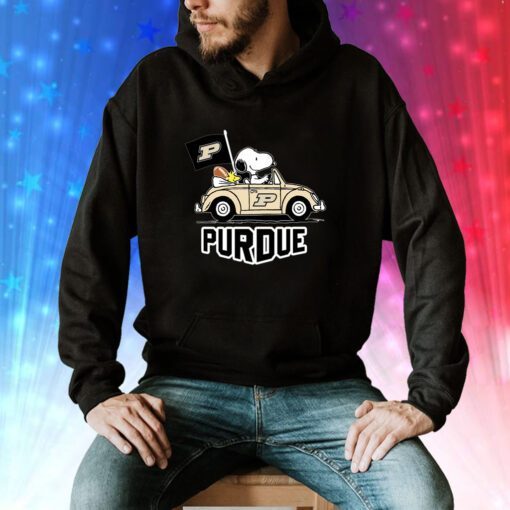 Snoopy and Woodstock Driving Car Purdue Boilermakers hoodie