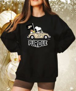 Snoopy and Woodstock Driving Car Purdue Boilermakers Sweatshirt