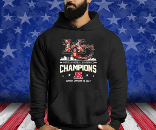 KC Chiefs AFC CHAMPIONS 2023-2024 Signature Two-Sided Hoodie Shirt