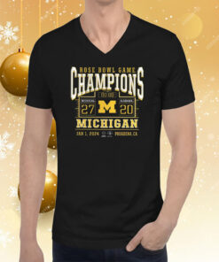 Michigan Playoff 2024 Rose Bowl Champions Score T-Shirt