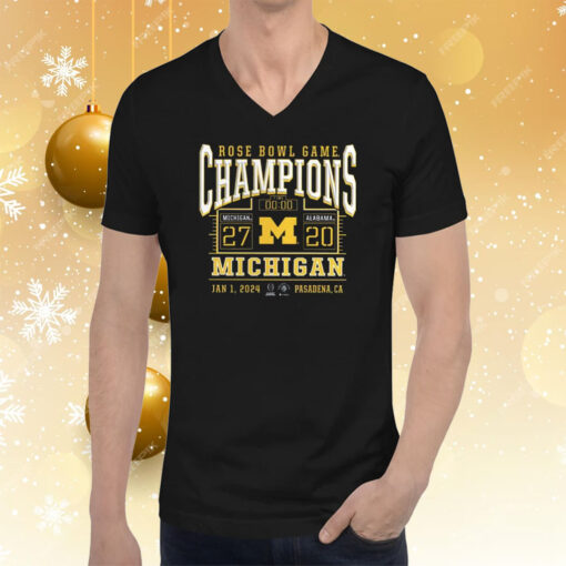 Michigan Playoff 2024 Rose Bowl Champions Score T-Shirt