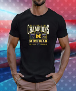 Michigan Wolverines College Football Playoff 2024 Rose Bowl Champions Score T-Shirt