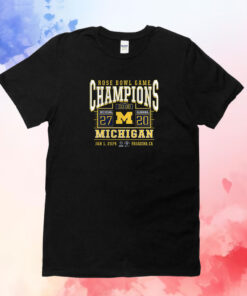 Michigan Wolverines College Football Playoff 2024 Rose Bowl Champions Score T-Shirts