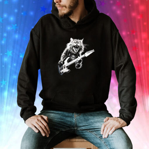 Rock Cat Playing Guitar Hoodie