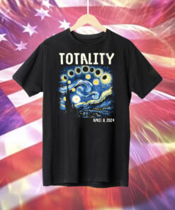 Total Solar Eclipse 2024 4 08 24 Starry Night Painting T-Shirt