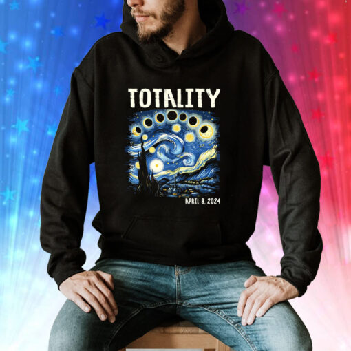 Total Solar Eclipse 2024 4 08 24 Starry Night Painting Hoodie