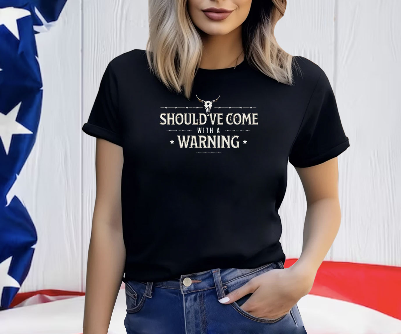 Men’s Western Country Music Should’ve Come With a Warning Print Casual T-Shirt