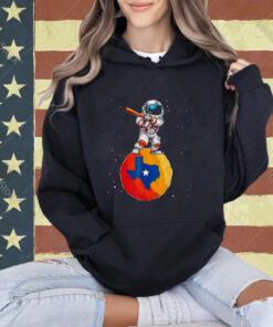 Astronaut Holding Baseball Bat Standing On Houston Astros Planet Stars T-shirt