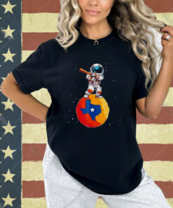 Astronaut Holding Baseball Bat Standing On Houston Astros Planet Stars T-shirt