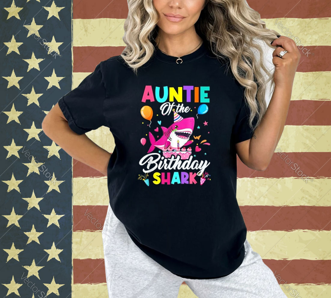 Auntie Of The Shark Birthday Boy Girl Party Family Group T-Shirt
