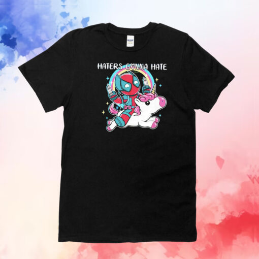 Deadpool and Wolverine and the unicorn haters gonna hate T-Shirt