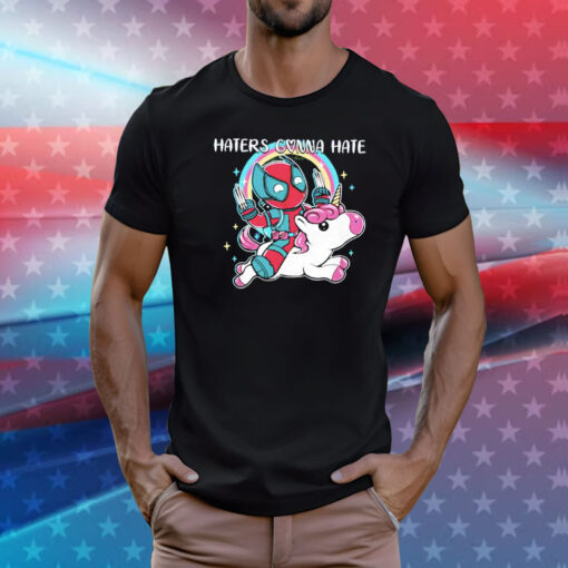 Deadpool and Wolverine and the unicorn haters gonna hate T-Shirt