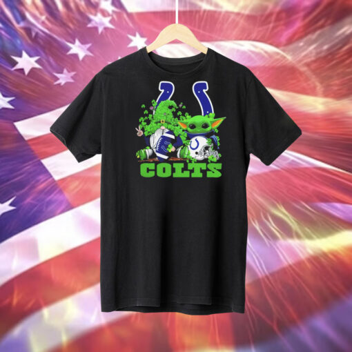 Indianapolis Colts Baby Yoda Happy St.Patrick’s Day Shamrock 2024 Tee Shirt