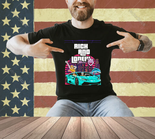 Official Rich And Lonely Miami Skeleton Driving Lamborghini Gta T-shirt