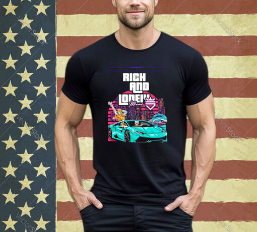 Official Rich And Lonely Miami Skeleton Driving Lamborghini Gta T-shirt