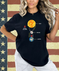 Sun Moon Earth Total Solar Eclipse 2024 April Men Women Kids T-Shirt