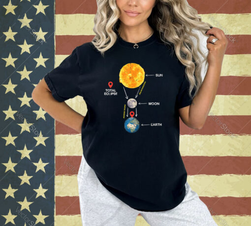 Sun Moon Earth Total Solar Eclipse 2024 April Men Women Kids T-Shirt