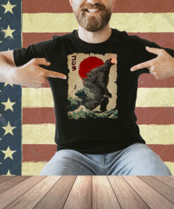 Vintage Japanese Godzilla Great Wave Poster T-Shirt