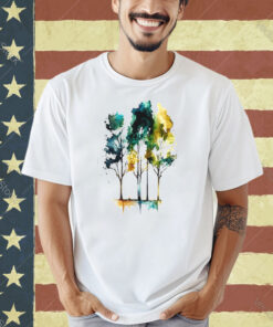 Watercolor Woodland Tree Painting Art T-Shirt