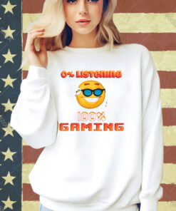 0% listening 100% gaming emoji T-shirt