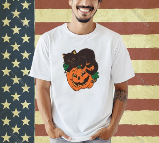 Black Cat On Pumpkin Sweat T-shirt