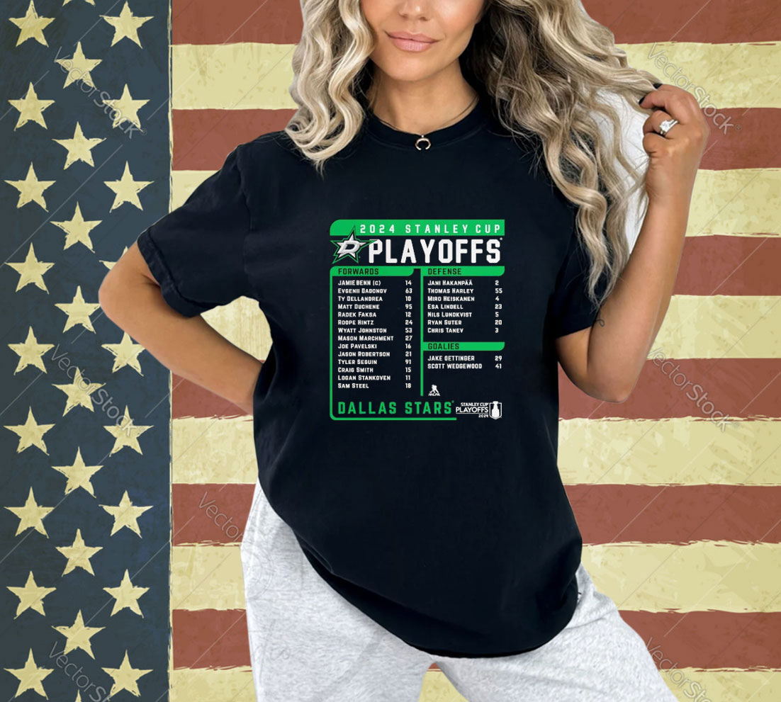 Official Dallas Stars Fanatics 2024 Playoff Roster Name Player T-shirt