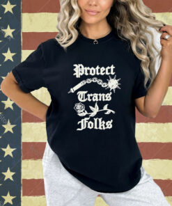 Official Protect Trans Folks Thorn Mace And Rose T-shirt